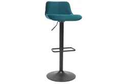 Miliboo Tabouret De Bar-Tabourets de bar réglables pivotants 360° en tissu velours bleu pétrole et métal noir (lot de 2) BOOST