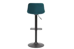 Miliboo Tabouret De Bar-Tabourets de bar réglables pivotants 360° en tissu velours bleu pétrole et métal noir (lot de 2) BOOST