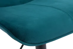 Miliboo Tabouret De Bar-Tabourets de bar réglables pivotants 360° en tissu velours bleu pétrole et métal noir (lot de 2) BOOST