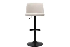 Miliboo Tabouret De Bar-Tabourets de bar réglables en tissu effet velours texturé beige et métal noir (lot de 2) MONTI