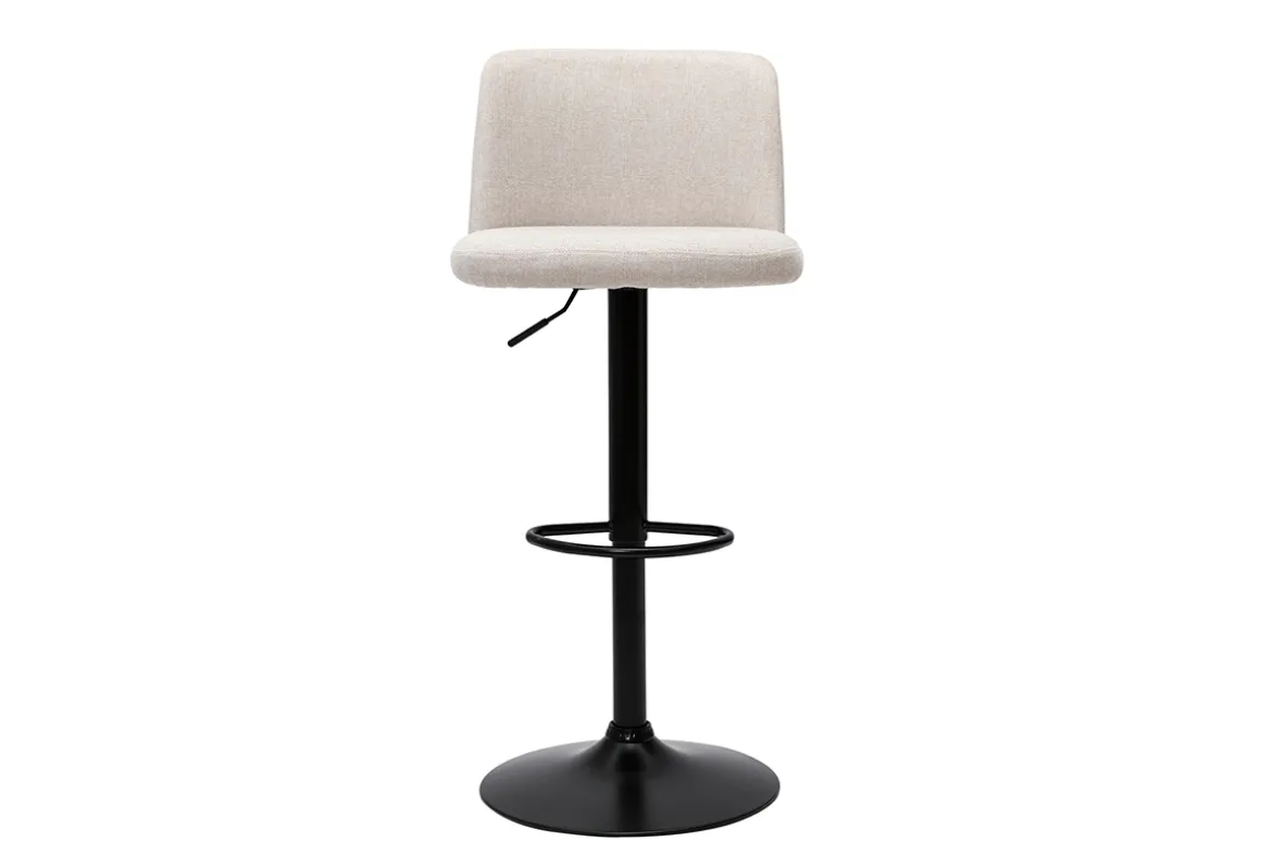 Miliboo Tabouret De Bar-Tabourets de bar réglables en tissu effet velours texturé beige et métal noir (lot de 2) MONTI
