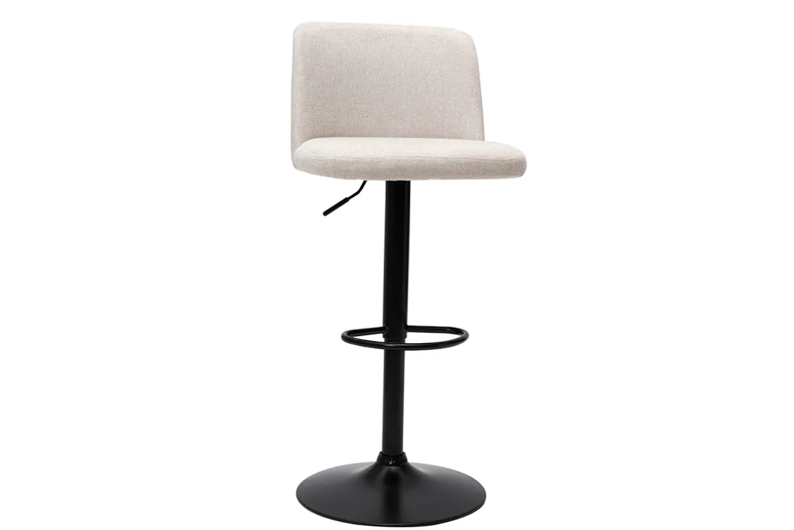 Miliboo Tabouret De Bar-Tabourets de bar réglables en tissu effet velours texturé beige et métal noir (lot de 2) MONTI