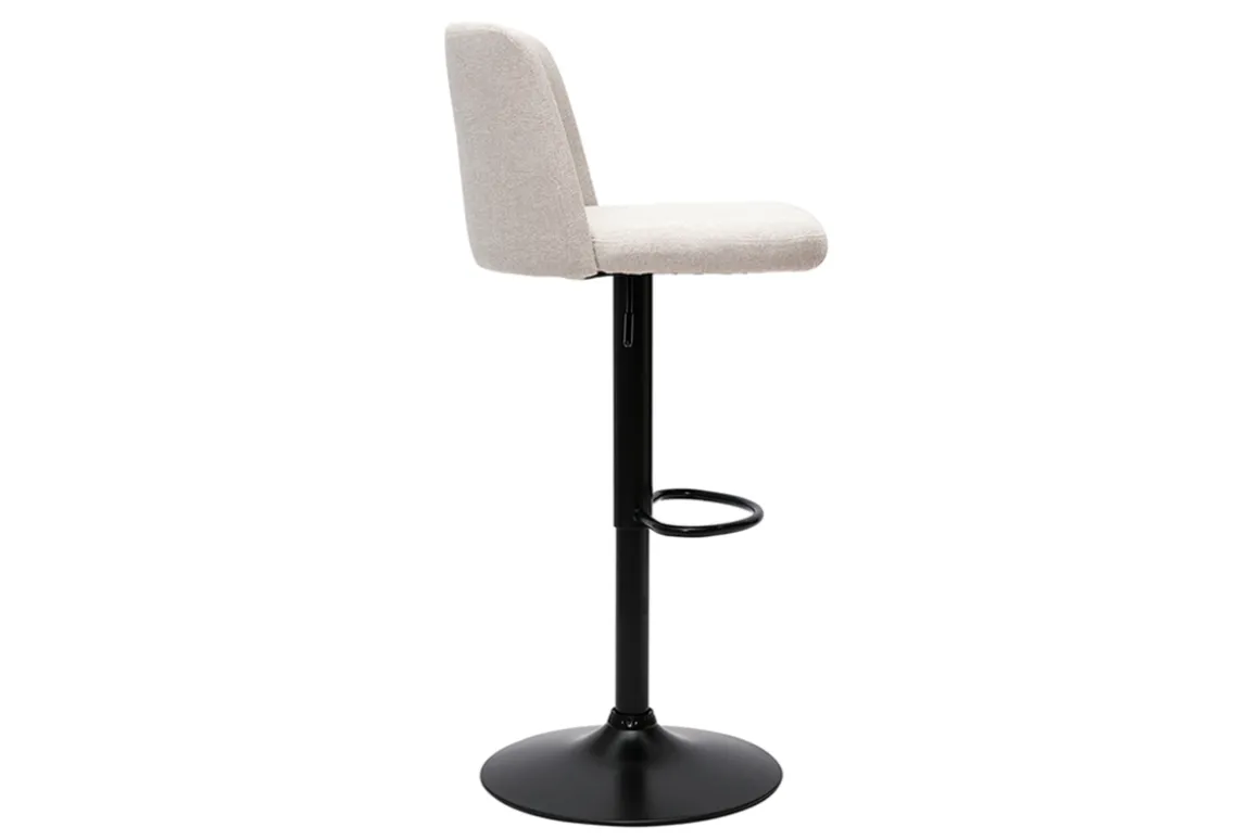 Miliboo Tabouret De Bar-Tabourets de bar réglables en tissu effet velours texturé beige et métal noir (lot de 2) MONTI