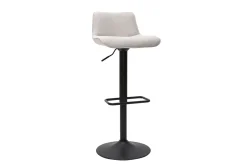 Miliboo Tabouret De Bar-Tabourets de bar réglables pivotants 360° en tissu effet velours texturé beige et métal noir (lot de 2) BOOST
