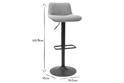 Miliboo Tabouret De Bar-Tabourets de bar réglables pivotants 360° en tissu effet velours texturé gris et métal (lot de 2) BOOST