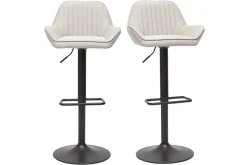 Miliboo Tabouret De Bar-Tabourets de bar réglables en tissu beige et métal noir (lot de 2) RONNIE