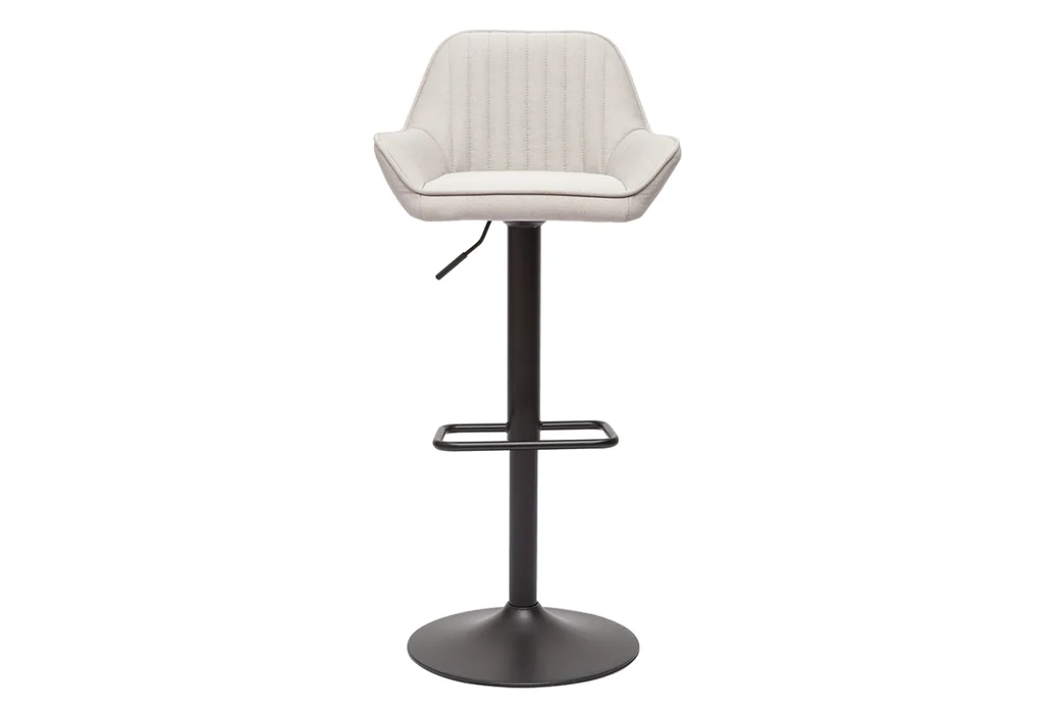 Miliboo Tabouret De Bar-Tabourets de bar réglables en tissu beige et métal noir (lot de 2) RONNIE