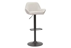 Miliboo Tabouret De Bar-Tabourets de bar réglables en tissu beige et métal noir (lot de 2) RONNIE