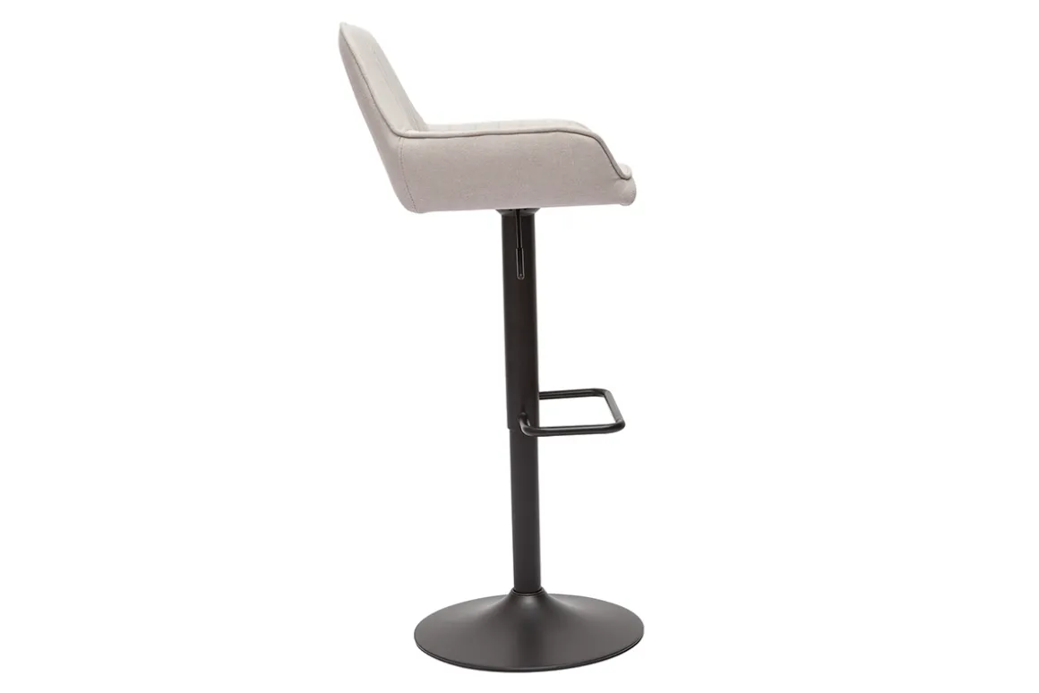 Miliboo Tabouret De Bar-Tabourets de bar réglables en tissu beige et métal noir (lot de 2) RONNIE