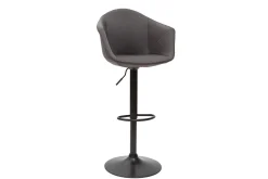 Miliboo Tabouret De Bar-Tabourets de bar réglables pivotants 360° en tissu gris foncé et métal (lot de 2) TAYA