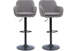 Miliboo Tabouret De Bar-Tabourets de bar réglables tissu effet velours gris et métal (lot de 2) AMIKA
