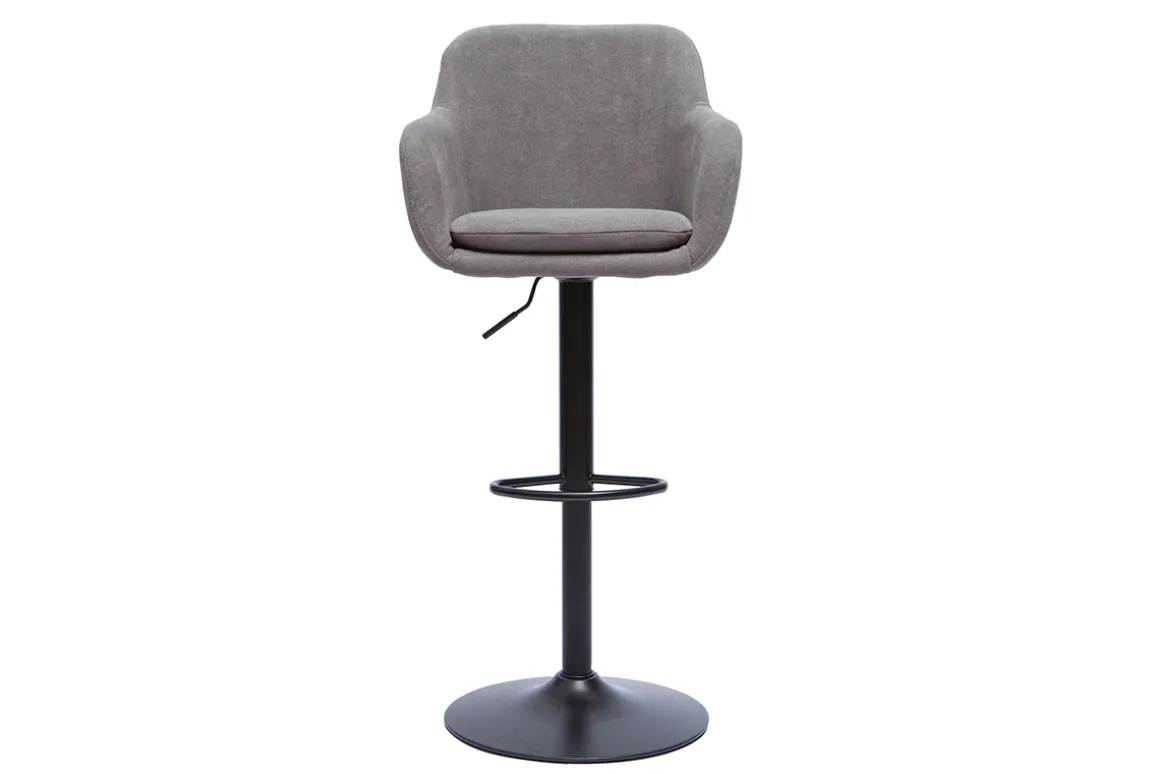 Miliboo Tabouret De Bar-Tabourets de bar réglables tissu effet velours gris et métal (lot de 2) AMIKA