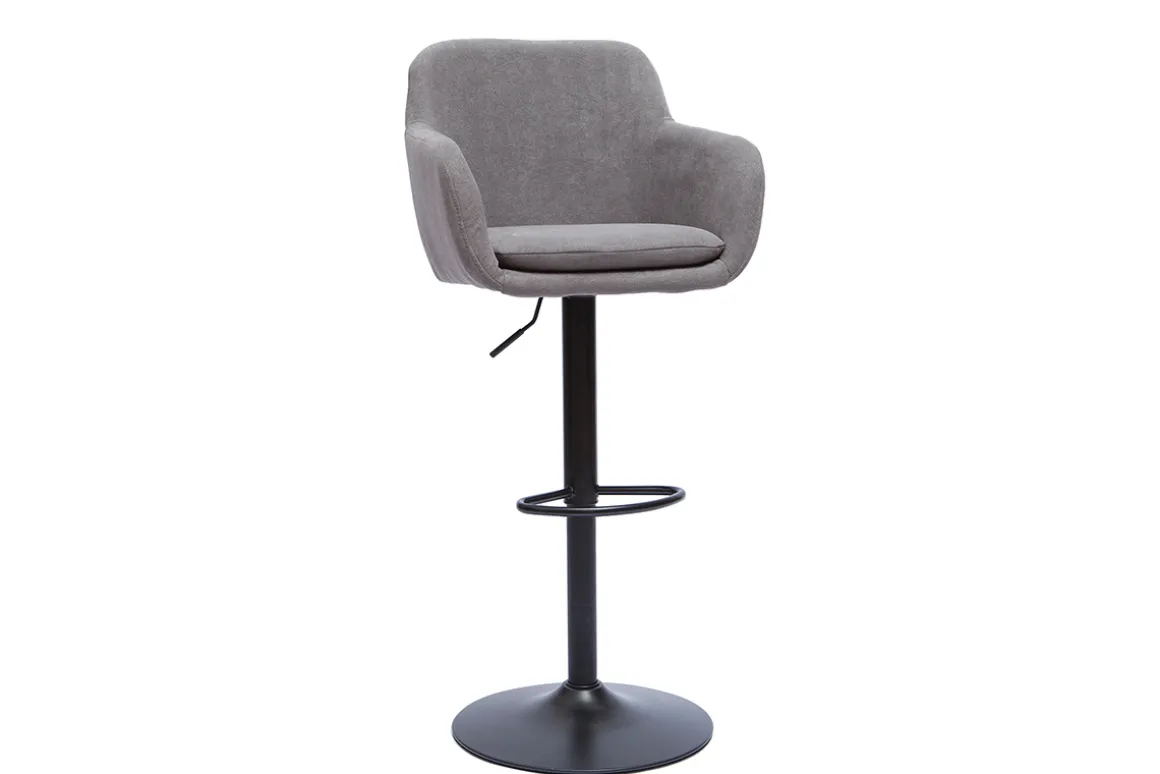 Miliboo Tabouret De Bar-Tabourets de bar réglables tissu effet velours gris et métal (lot de 2) AMIKA