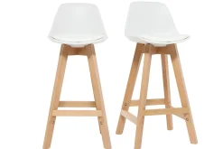 Miliboo Tabouret De Bar-Tabourets de bar scandinaves blanc et bois 65 cm (lot de 2) MINI PAULINE