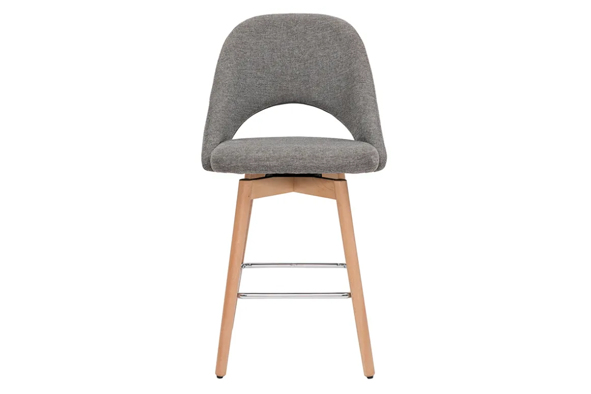 Miliboo Tabouret De Bar-Tabourets de bar scandinaves tissu effet velours texturé gris et hévéa massif 65 cm (lot de 2) COSETTE