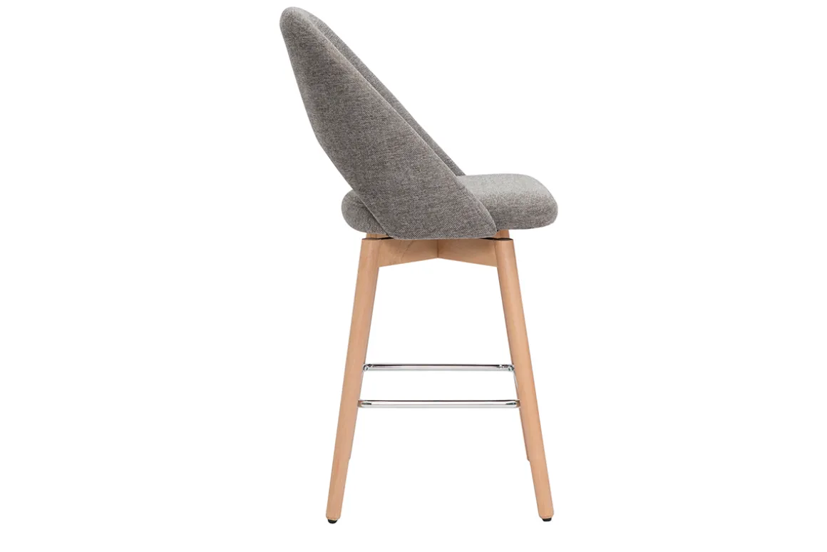 Miliboo Tabouret De Bar-Tabourets de bar scandinaves tissu effet velours texturé gris et hévéa massif 65 cm (lot de 2) COSETTE