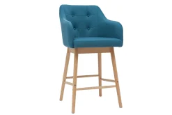 Miliboo Tabouret De Bar-Tabourets de bar scandinaves bleu canard et bois H65 cm (lot de 2) BALTIK