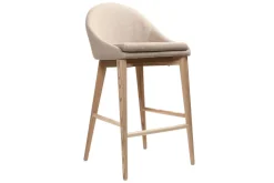 Miliboo Tabouret De Bar-Tabourets de bar scandinaves en tissu beige et frêne massif H66 cm (lot de 2) DALIA