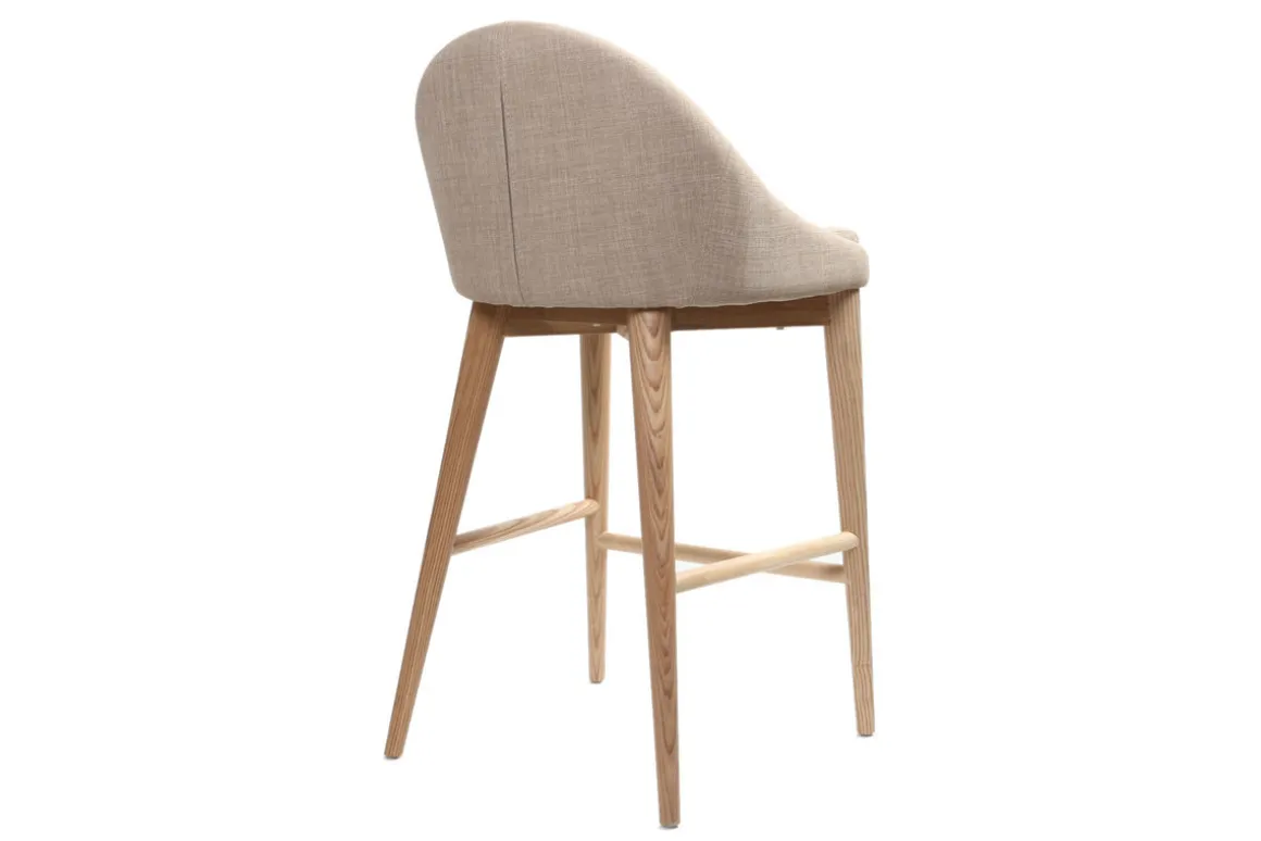 Miliboo Tabouret De Bar-Tabourets de bar scandinaves en tissu beige et frêne massif H66 cm (lot de 2) DALIA