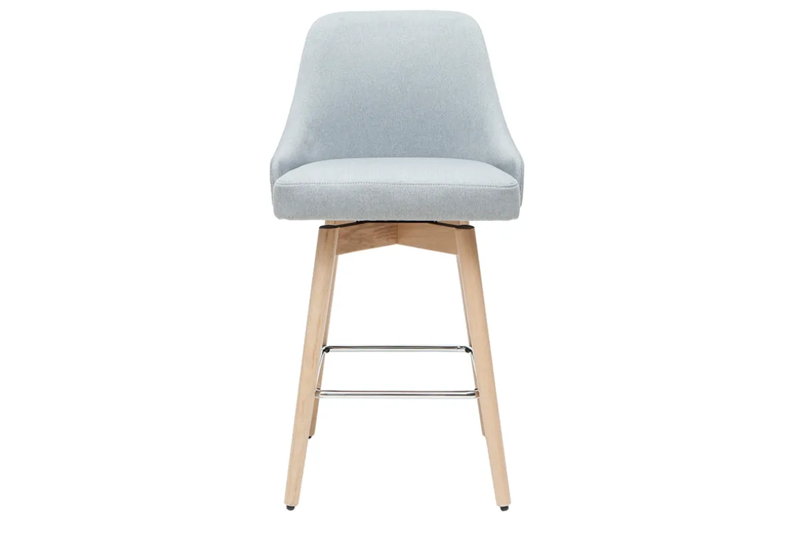 Miliboo Tabouret De Bar-Tabourets de bar scandinaves en tissu gris clair et bois hêtre massif H65 cm (lot de 2) HASTA
