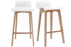 Miliboo Tabouret De Bar-Tabourets de bar scandinaves bois clair et blanc H65 cm (lot de 2) BALTIK