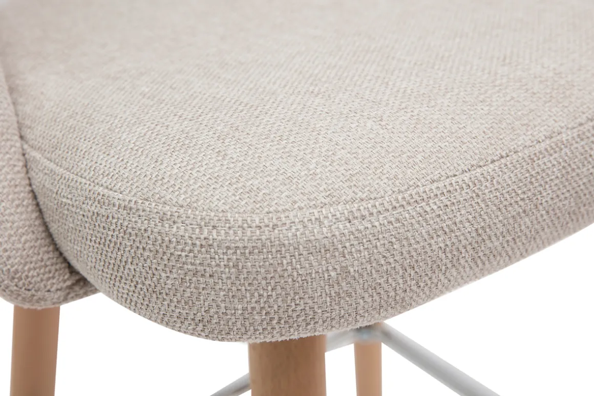 Miliboo Tabouret De Bar-Tabourets de bar scandinaves tissu effet velours texturé beige et hévéa massif 65 cm (lot de 2) COSETTE