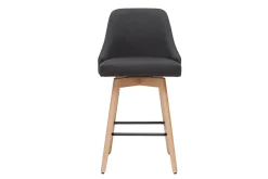 Miliboo Tabouret De Bar-Tabourets de bar scandinaves en tissu gris foncé et bois hêtre massif H65 cm (lot de 2) HASTA