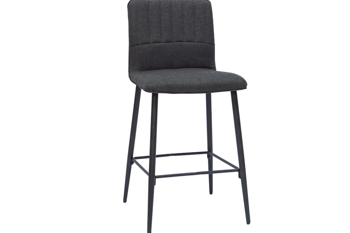 Miliboo Tabouret De Bar-Tabourets de bar vintage tissu gris foncé (lot de 2) H62 cm FARELL