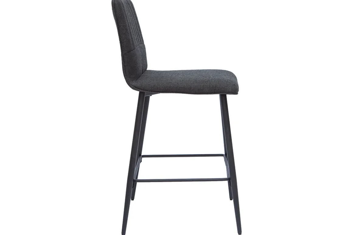 Miliboo Tabouret De Bar-Tabourets de bar vintage tissu gris foncé (lot de 2) H62 cm FARELL
