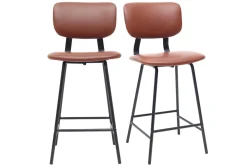 Miliboo Tabouret De Bar-Tabourets de bar vintage marron clair avec pieds métal 65 cm (lot de 2) LAB