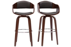 Miliboo Tabouret De Bar-Tabourets de bar vintage pivotants 360° noyer H65 cm (lot de 2) GAO