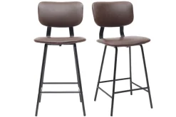 Miliboo Tabouret De Bar-Tabourets de bar vintage marron avec pieds métal 65 cm (lot de 2) LAB