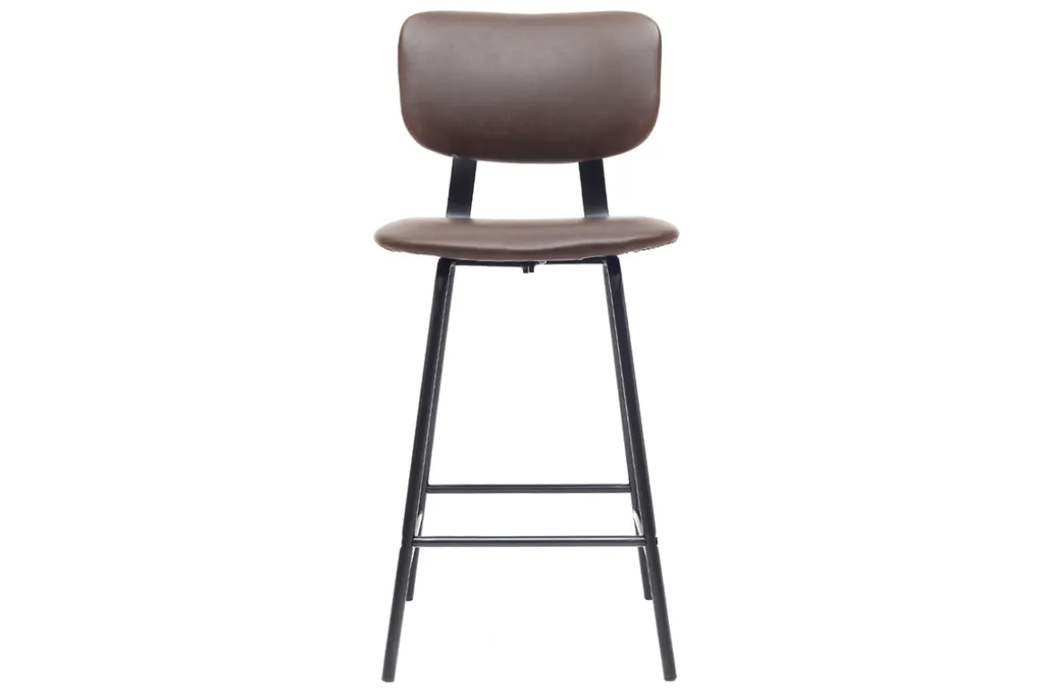 Miliboo Tabouret De Bar-Tabourets de bar vintage marron avec pieds métal 65 cm (lot de 2) LAB