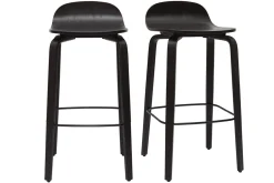 Miliboo Tabouret De Bar-Tabourets de bar vintage bois noir H68 cm (lot de 2) OBRA