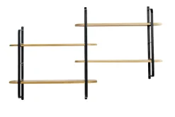 Miliboo Bibliothèque Et Étagère|Bibliothèque Et Étagère-Étagère murale en bois manguier massif et métal noir L122 cm AKINA