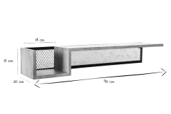 Miliboo Bibliothèque Et Étagère|Bibliothèque Et Étagère-Étagère murale industrielle en bois manguier massif et métal noir L90 cm RACK