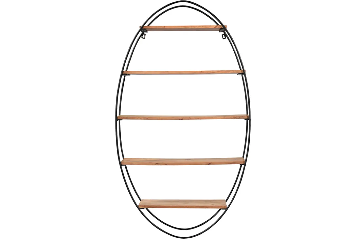 Miliboo Bibliothèque Et Étagère|Bibliothèque Et Étagère-Étagère murale ovale en bois massif et métal noir H130 cm HANG