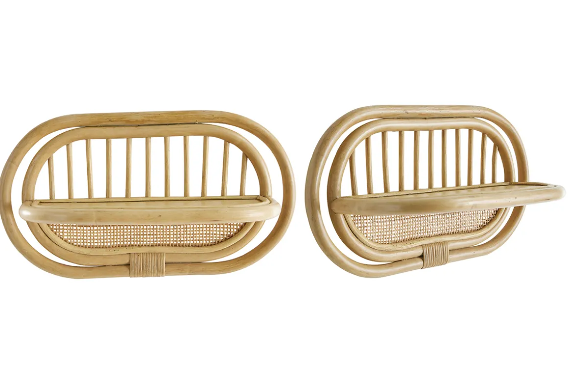 Miliboo Table De Chevet|Etagère Murale-Étagères murales en rotin et cannage L45 cm (lot de 2) SYBILLE
