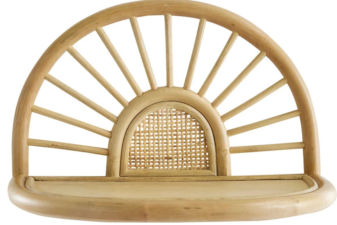 Miliboo Table De Chevet|Etagère Murale-Étagères murales en rotin naturel et cannage L40 cm (lot de 2) BOW