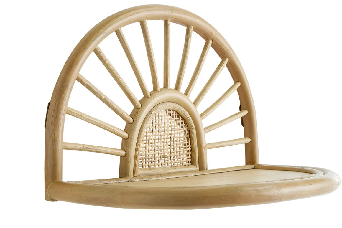 Miliboo Table De Chevet|Etagère Murale-Étagères murales en rotin naturel et cannage L40 cm (lot de 2) BOW