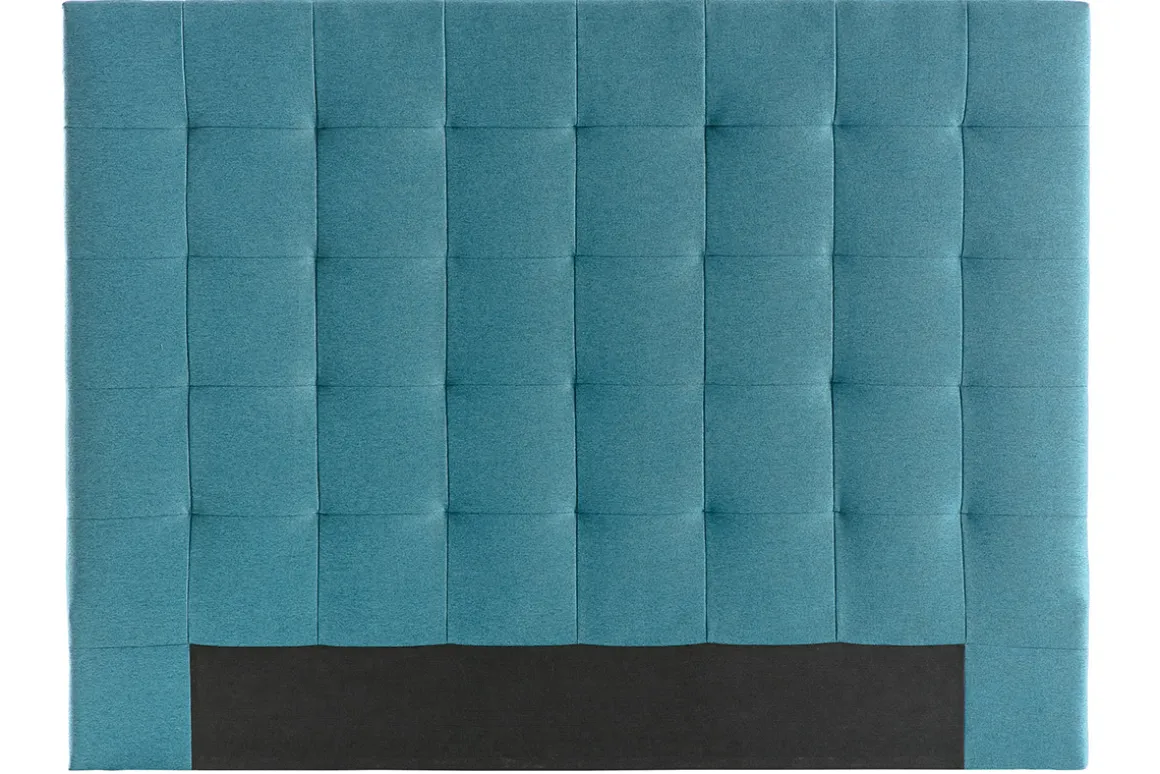 Miliboo Tête De Lit-Tête de lit capitonnée en tissu bleu canard L140 cm HALCIONA