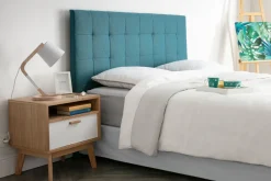 Miliboo Tête De Lit-Tête de lit capitonnée en tissu bleu canard L160 cm HALCIONA