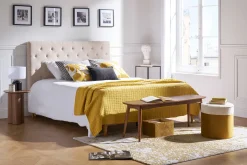 Miliboo Tête De Lit-Tête de lit capitonnée en tissu velours bleu nuit L160 cm ENGUERRAND