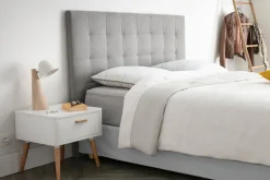 Miliboo Tête De Lit-Tête de lit capitonnée en tissu gris L140 cm HALCIONA