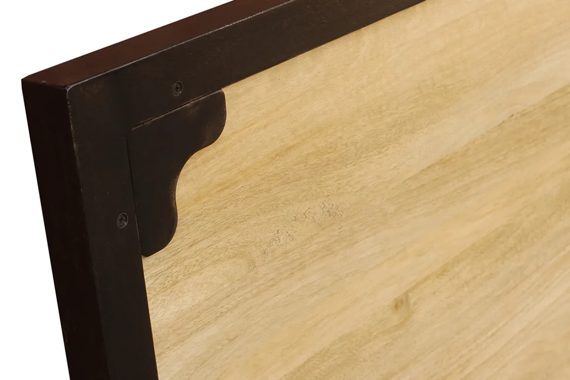 Miliboo Tête De Lit-Tête de lit en bois manguier massif et métal noir L165 cm INDUSTRIA