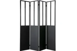 Miliboo Paravent-Verrière atelier paravent industriel en métal noir et verre 4 vantaux L160 cm RACK